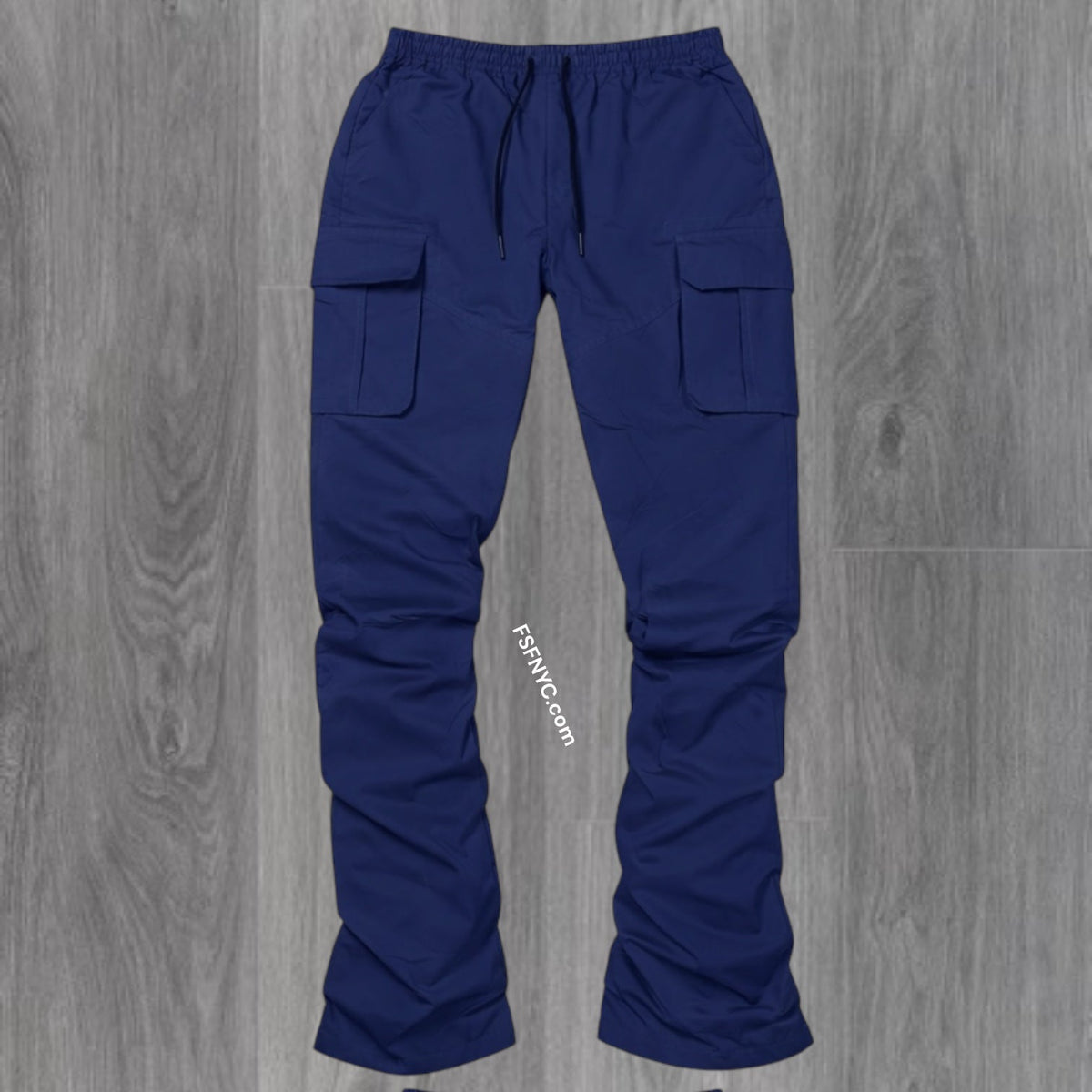 R - Stacked Flare Nylon Cargo -  Navy - 422