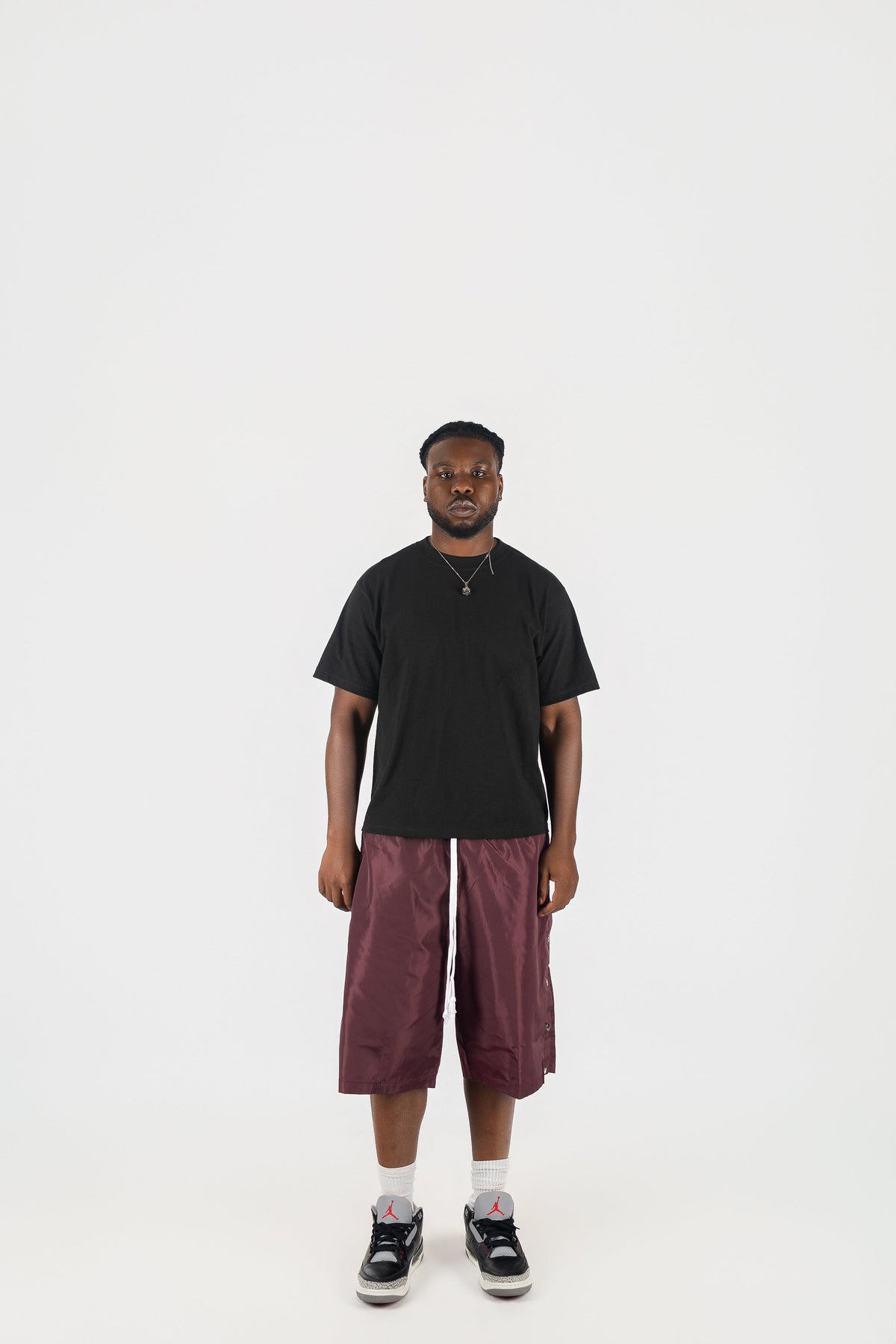 Side Snap Nylon Shorts