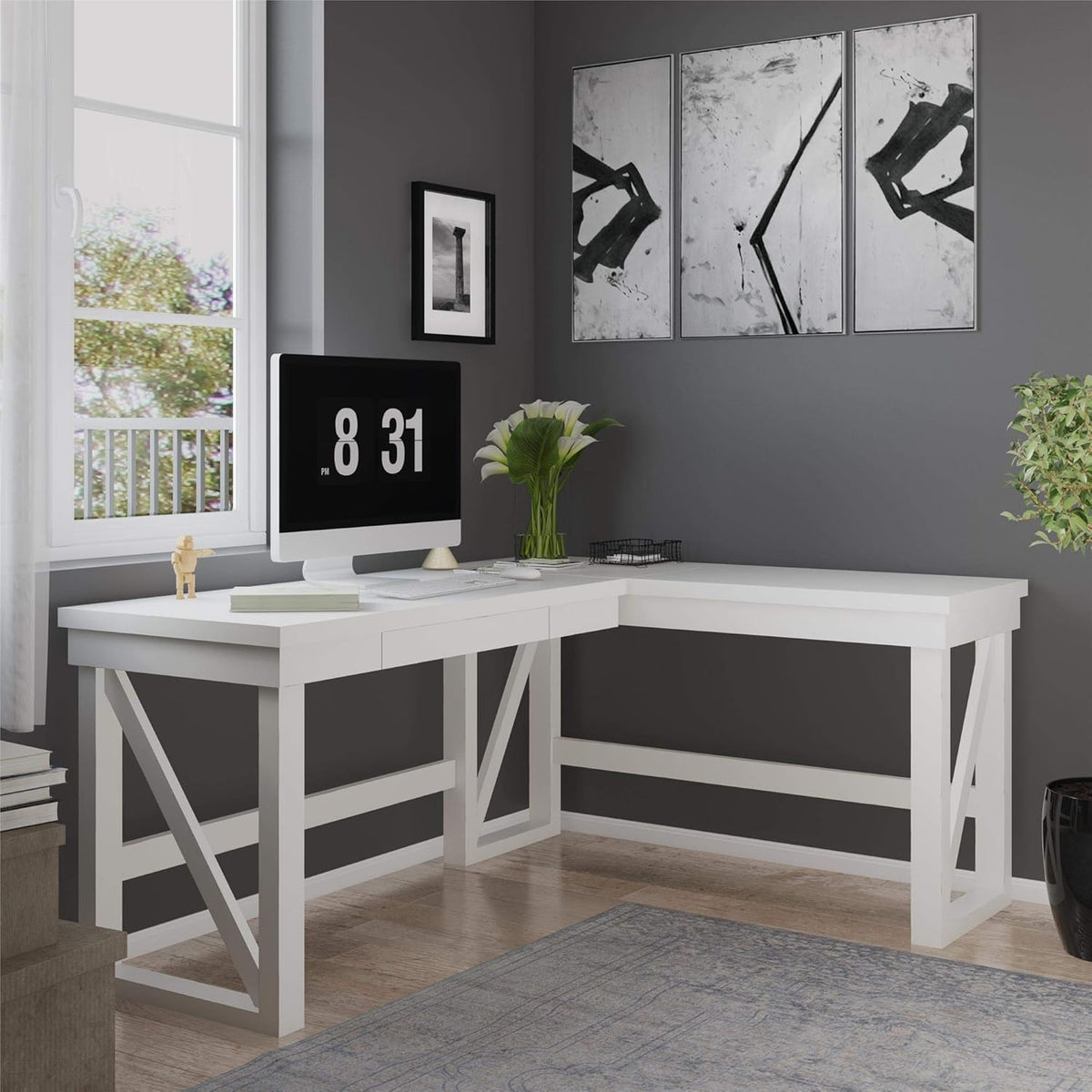 White Bookcase Room Divider K447290