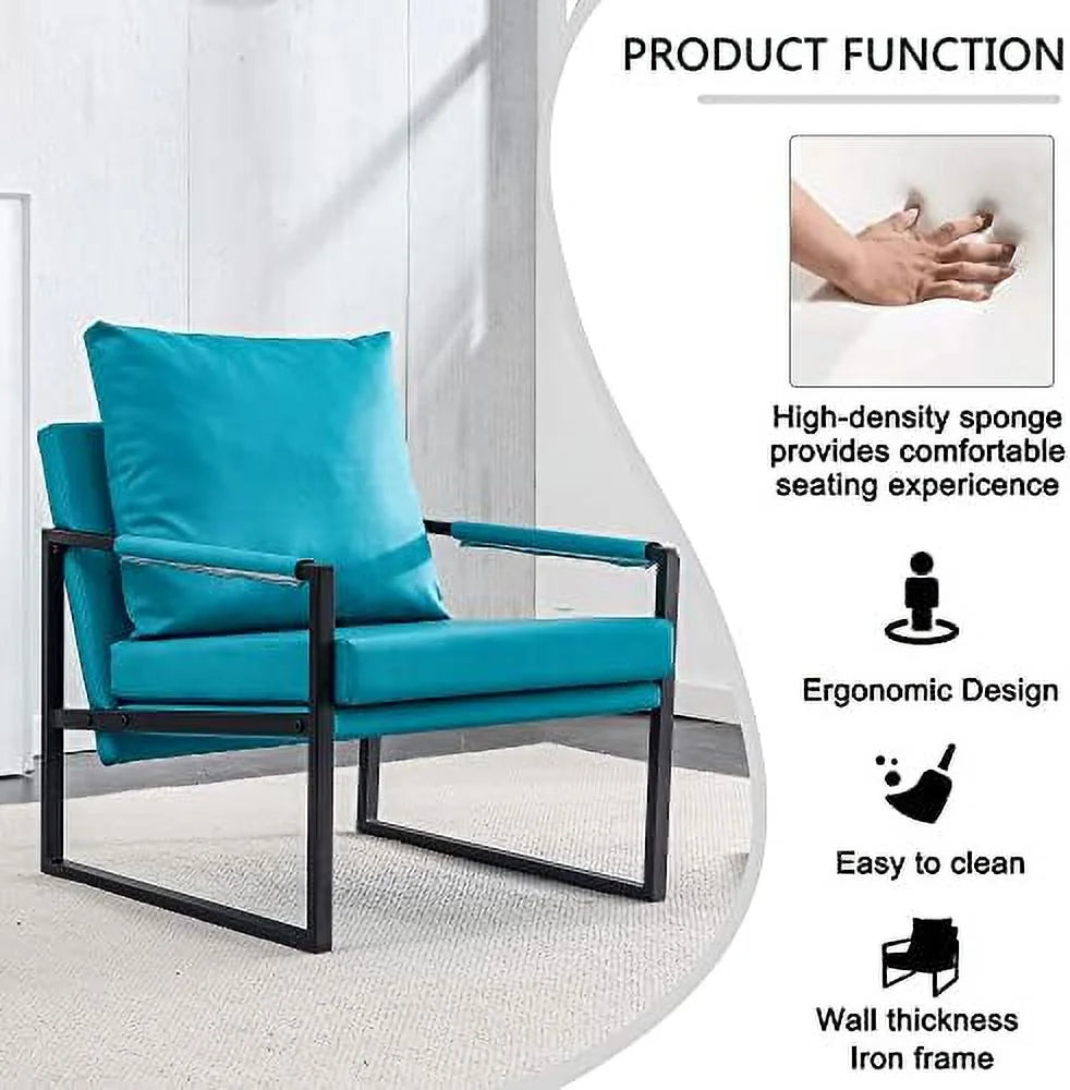 Brown PU Leather Accent Chair with Metal Frame F2273