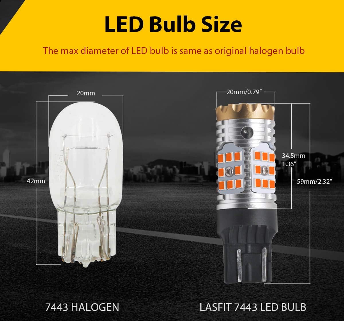 Amber LED Turn Signal Light Bulb (Pack of 2) R253