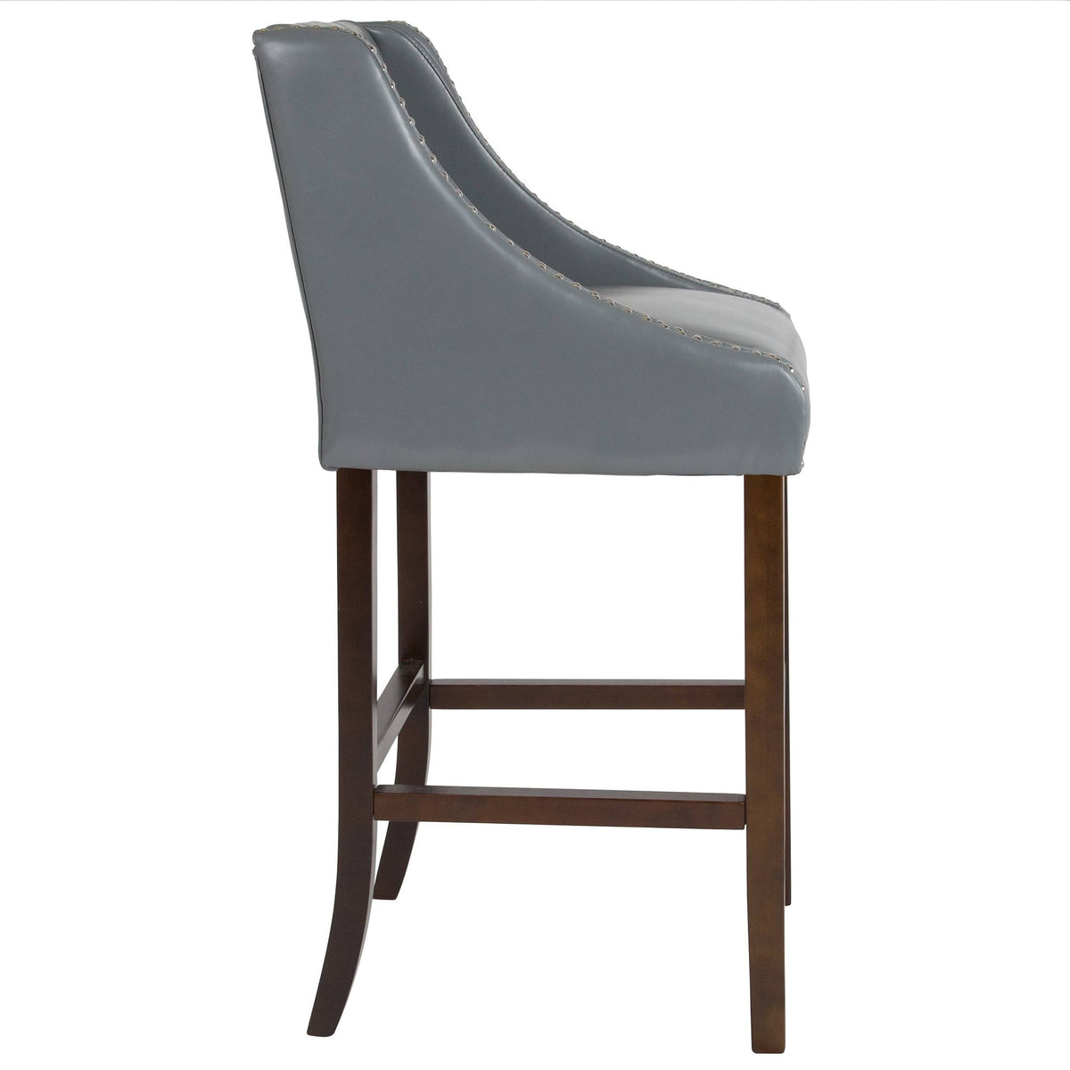 Gray Leather Button Tufted Bar Stool K5386