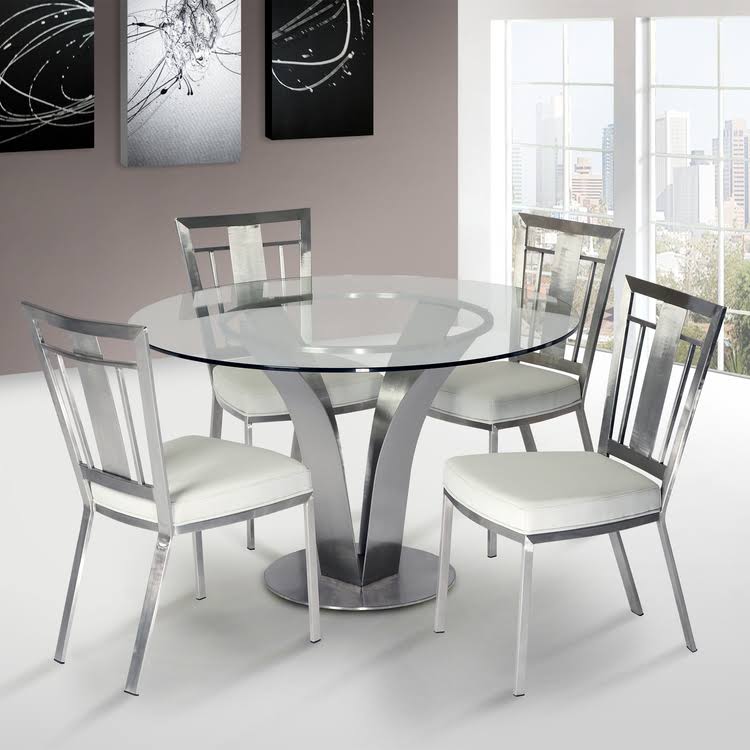 Gray Stainless Steel Dining Chair Set of 2 D86864