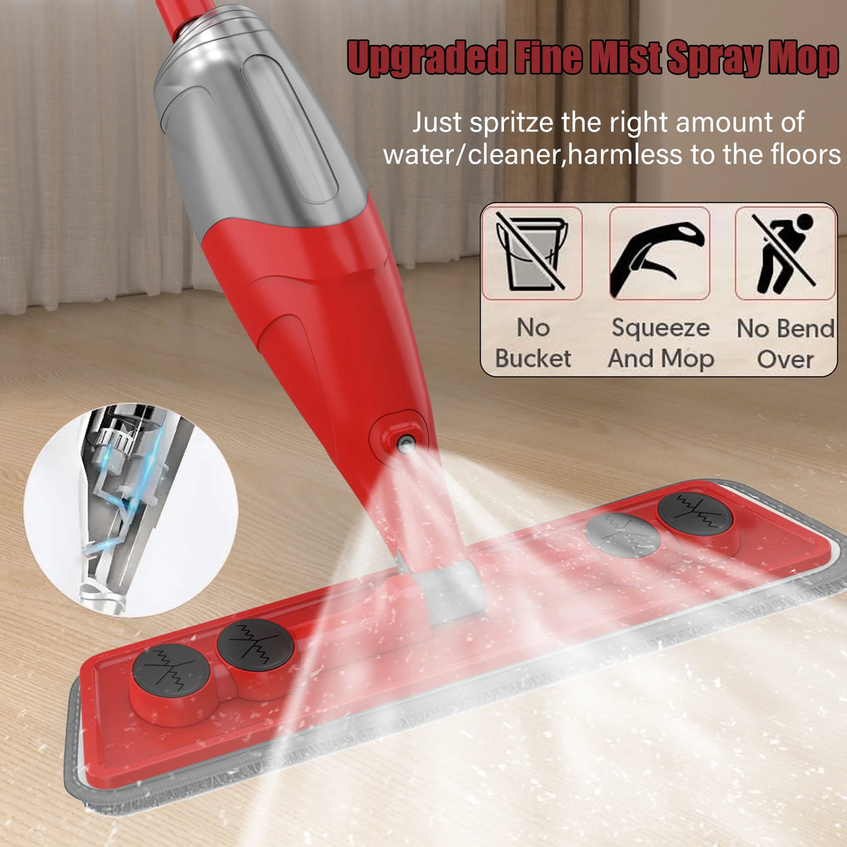 Microfiber Spray Mop with 3 Washable Pads L8934