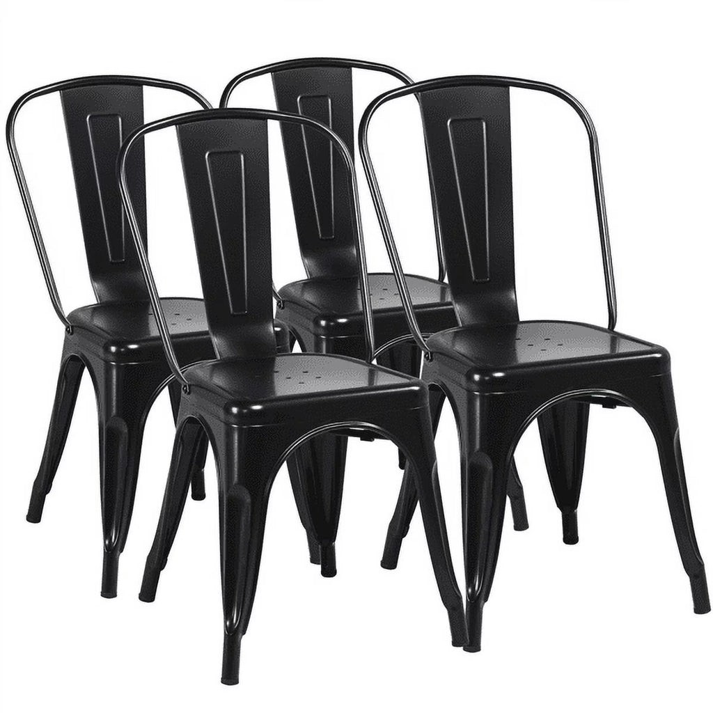 18 Inch Iron Metal Bar Chair Black (Set of 4) N711