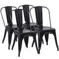 18 Inch Iron Metal Bar Chair Black (Set of 4) N711