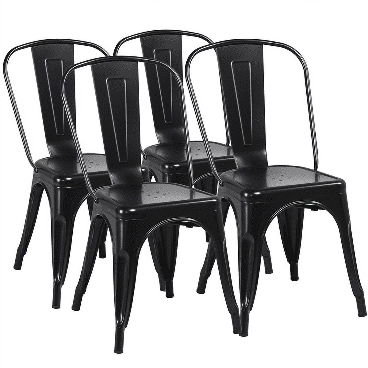 18 Inch Iron Metal Bar Chair Black (Set of 4) N711