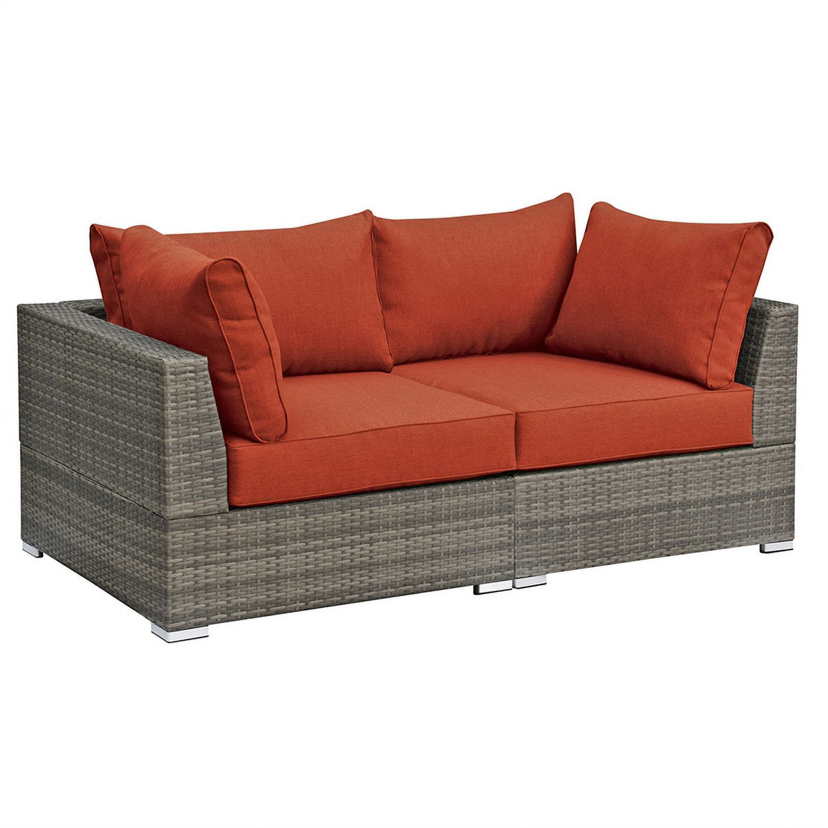 Red Wicker-Fabric Outdoor Loveseat Two Piece N964020
