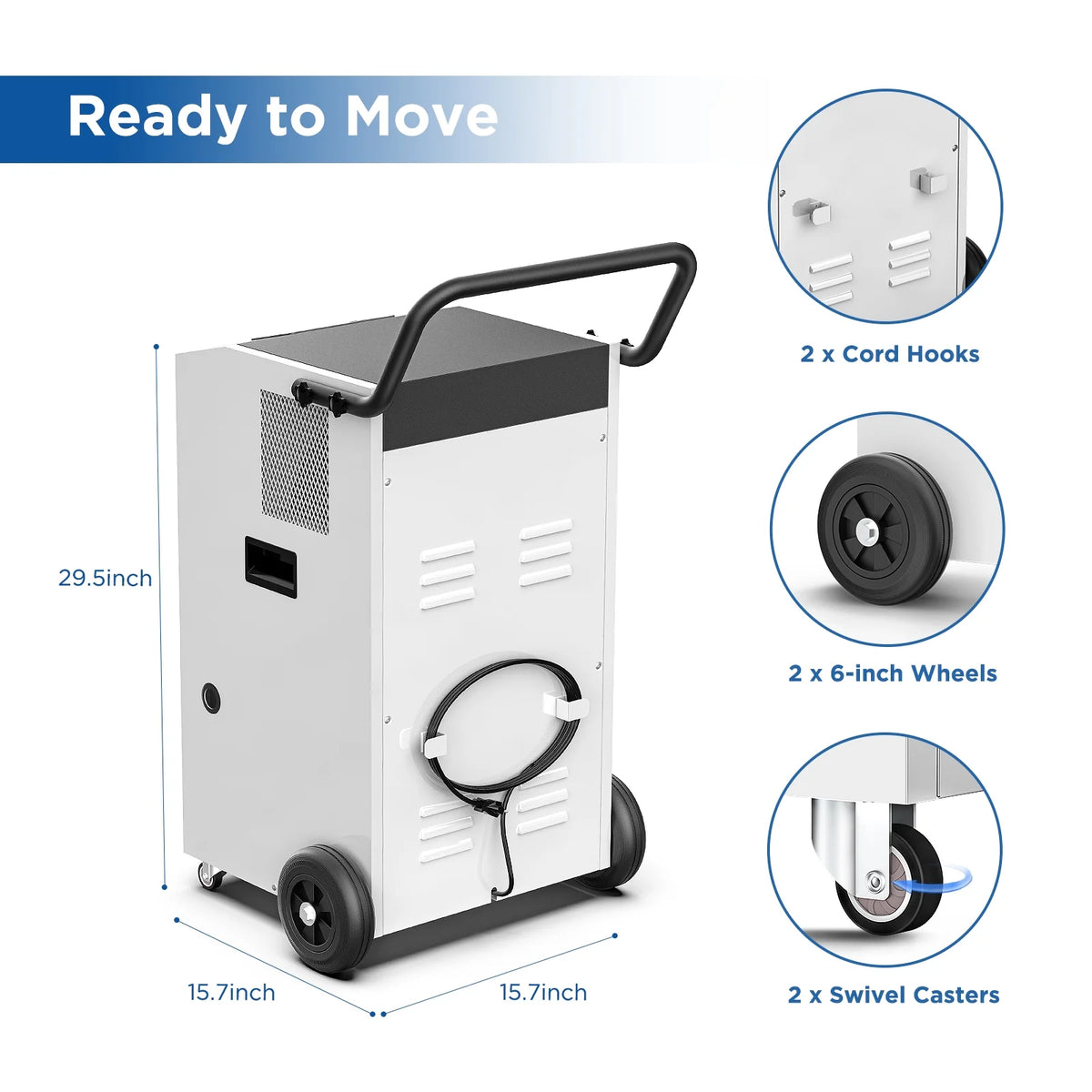 170 Pints Commercial Dehumidifier with Pump and Drain Hose T674678