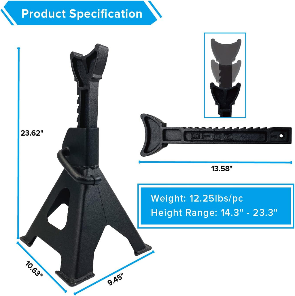 6 Ton Steel Jack Stands 1 Pair Black P5272