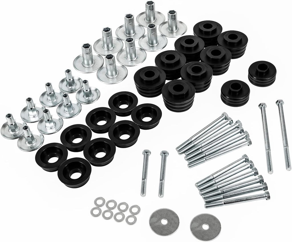 Polyurethane Body Mount Bushing Kit with Steel Sleeves and Hardware E65409