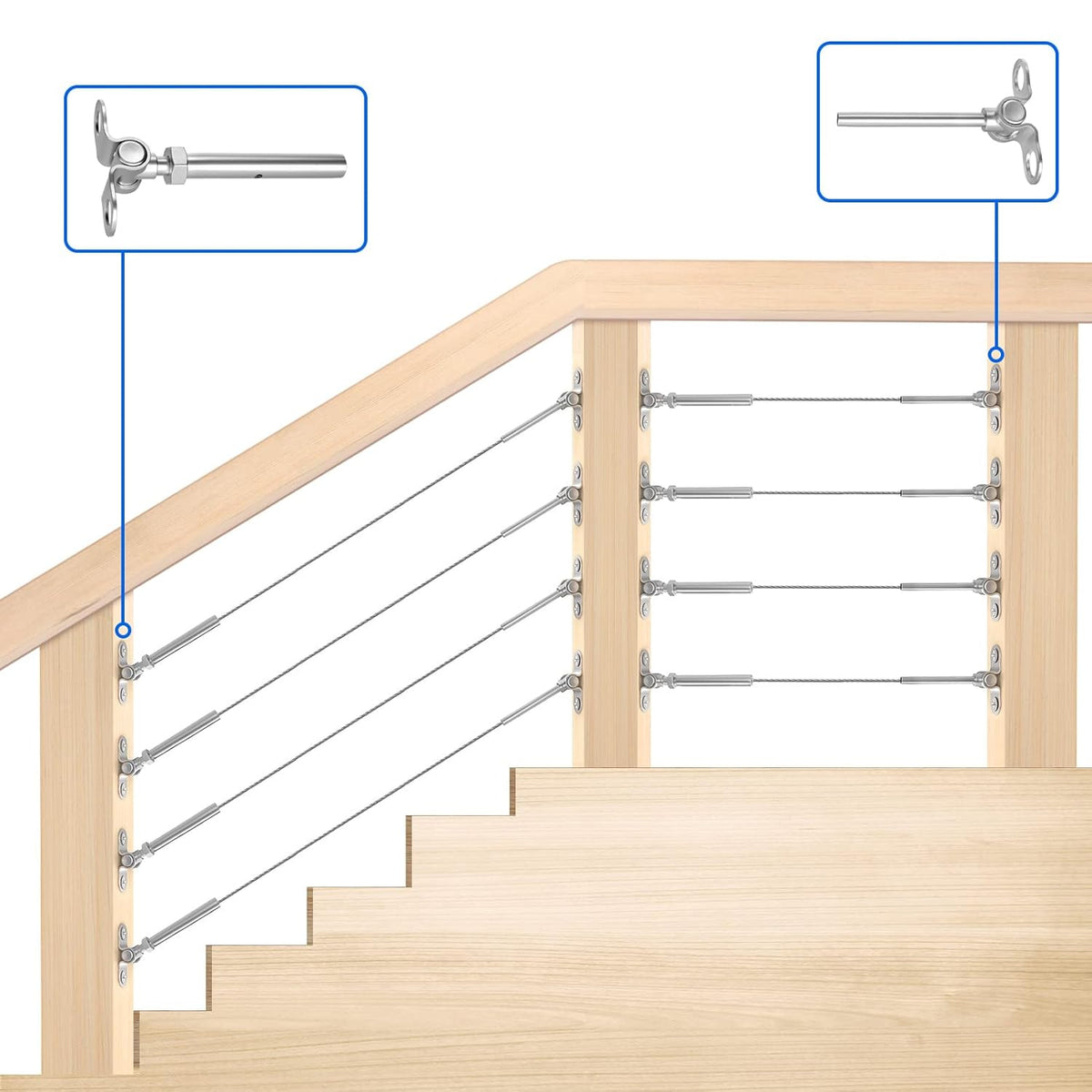 10 Set Stainless Steel Cable Railing Hardware Kit Z893