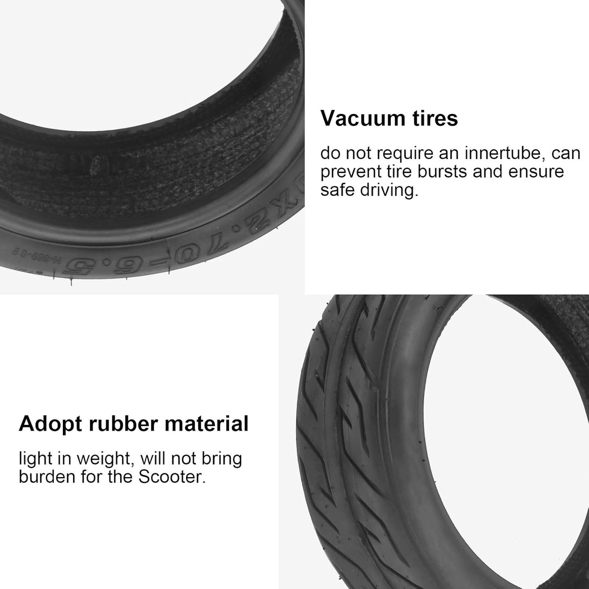 10x2.70-6.5 10 Inch Rubber Scooter Tire Pack of 2 G1008
