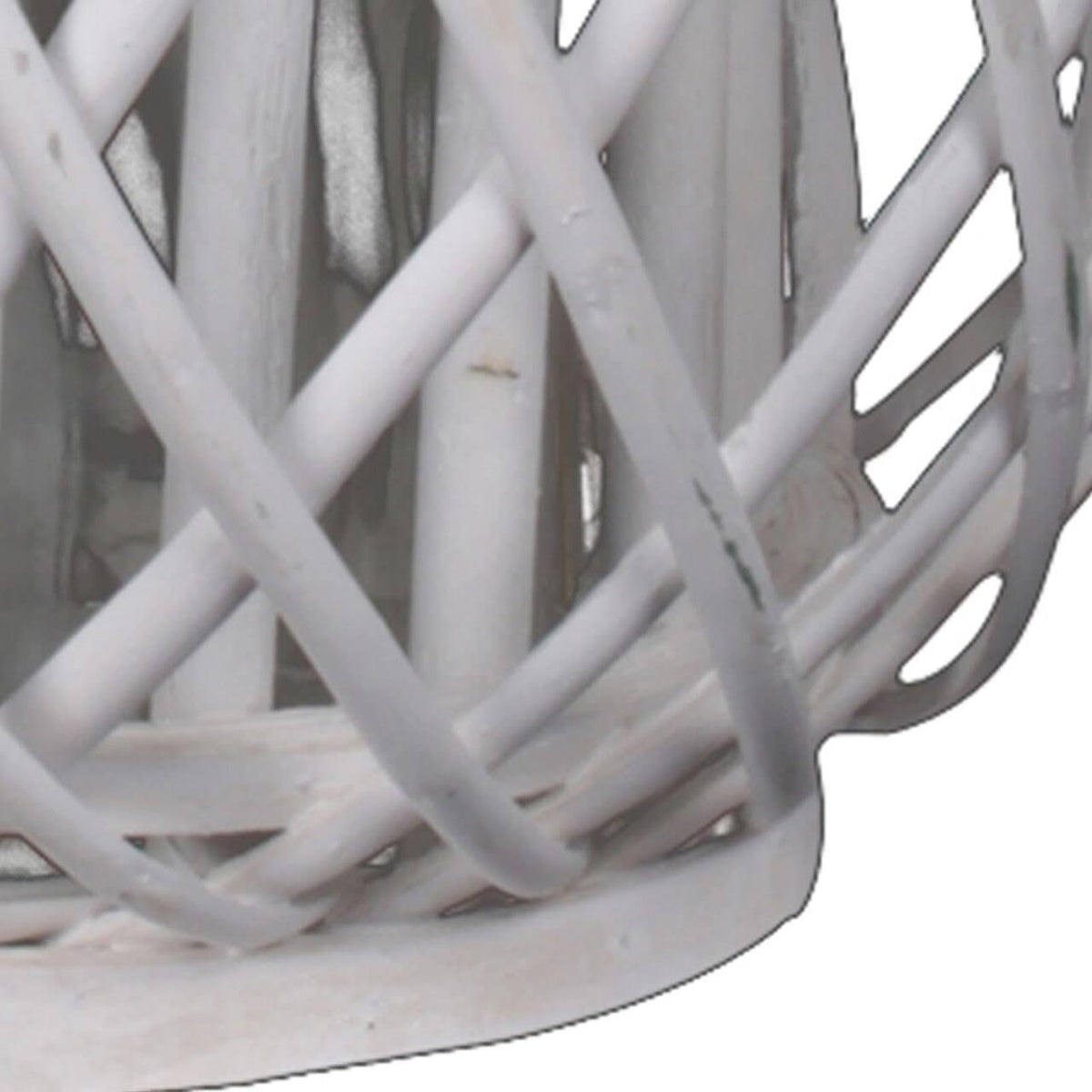 White Medium Round Lantern with Glass Candle Holder N962119