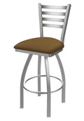 30x22 Swivel Bar Stool with Stainless Finish and Saddle Seat D800