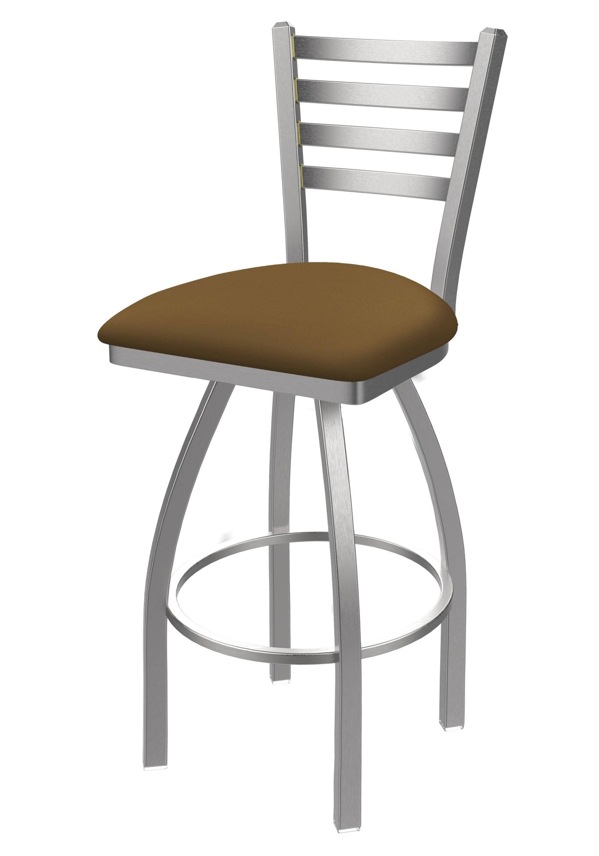 30x22 Swivel Bar Stool with Stainless Finish and Saddle Seat D800