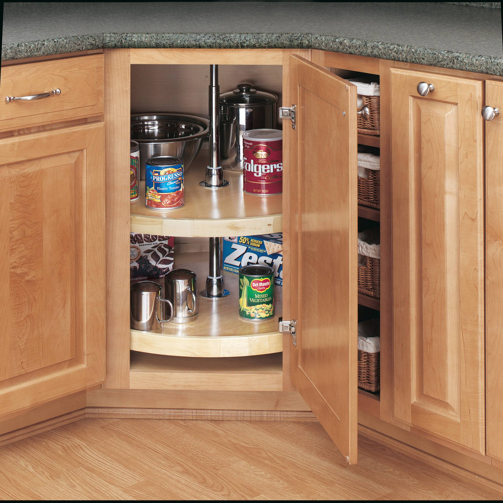28x22 Wood Full Circle Lazy Susan 2-Shelf V1347