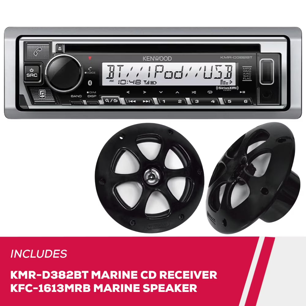 Marine CD Receiver and 6.5" 2-Way Marine Speakers F6456