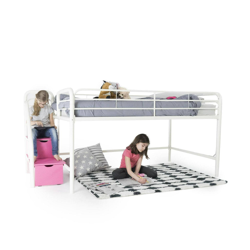 Black Junior Twin Loft Bed with Storage Steps L546804