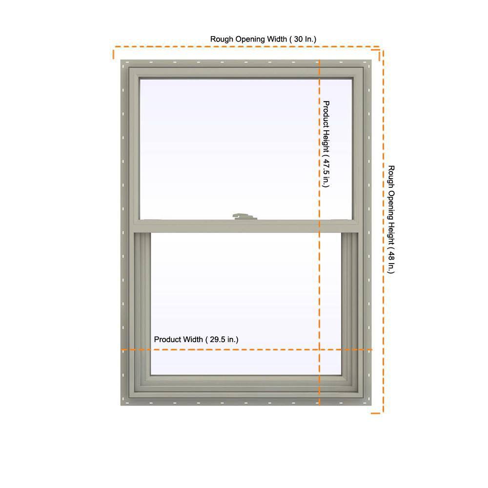 Desert Sand Vinyl Single Hung Window with Fiberglass Mesh Screen O581877