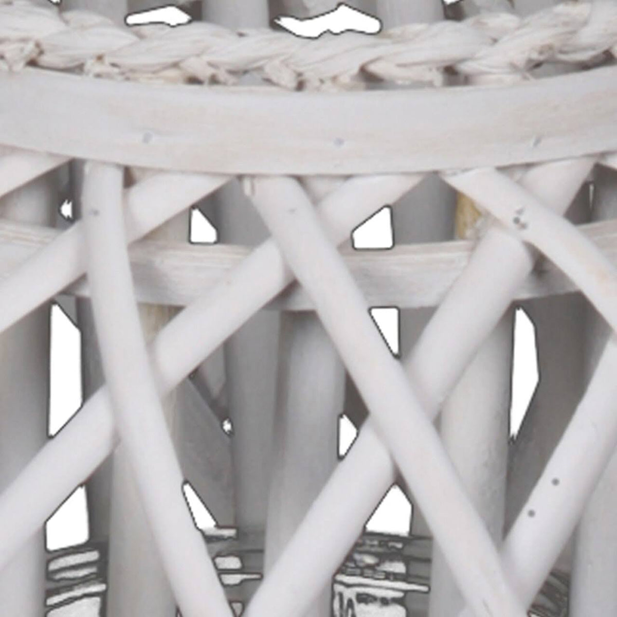White Medium Round Lantern with Glass Candle Holder N962119