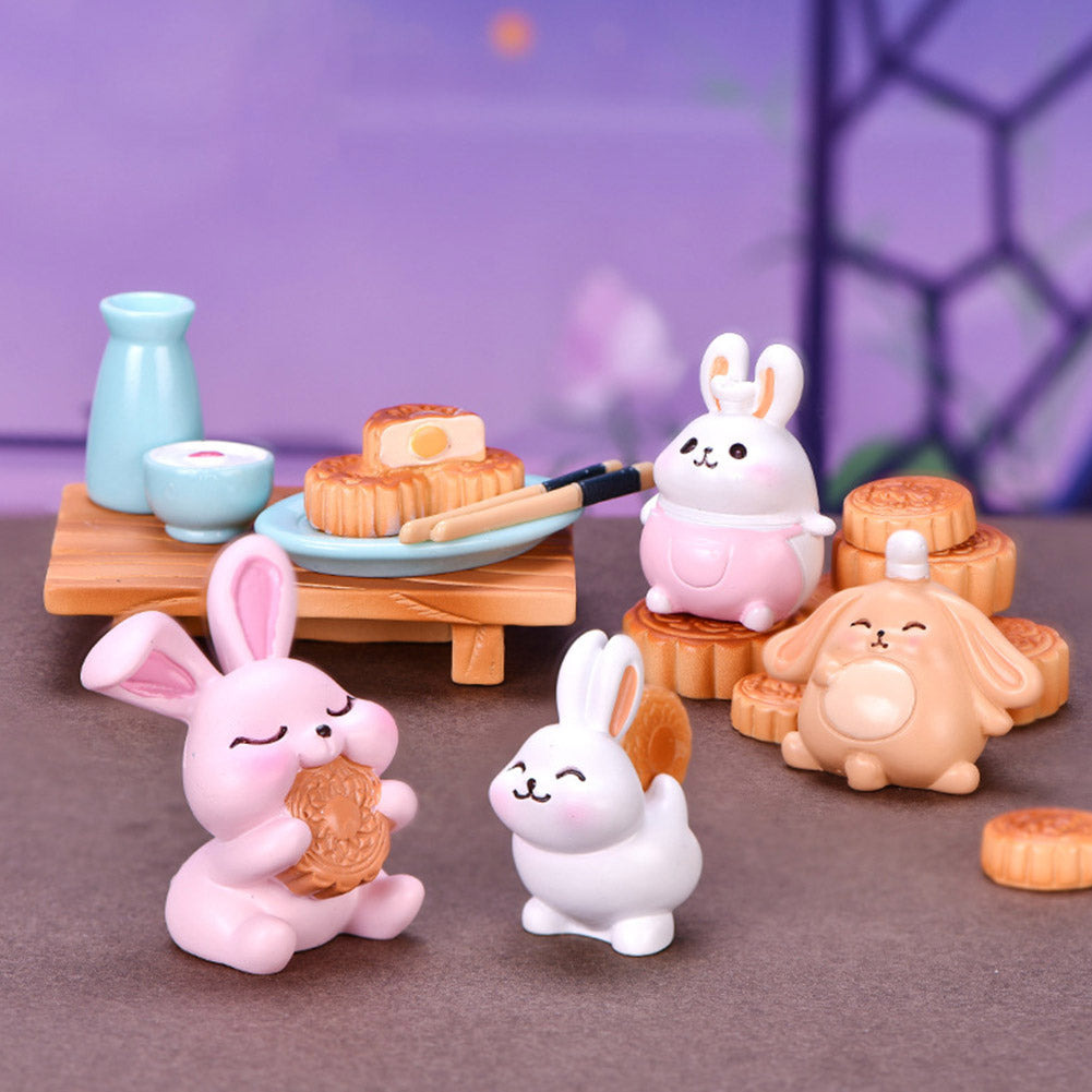 Resin Dollhouse Miniature Moon Cake Rabbit Ornaments Z2530