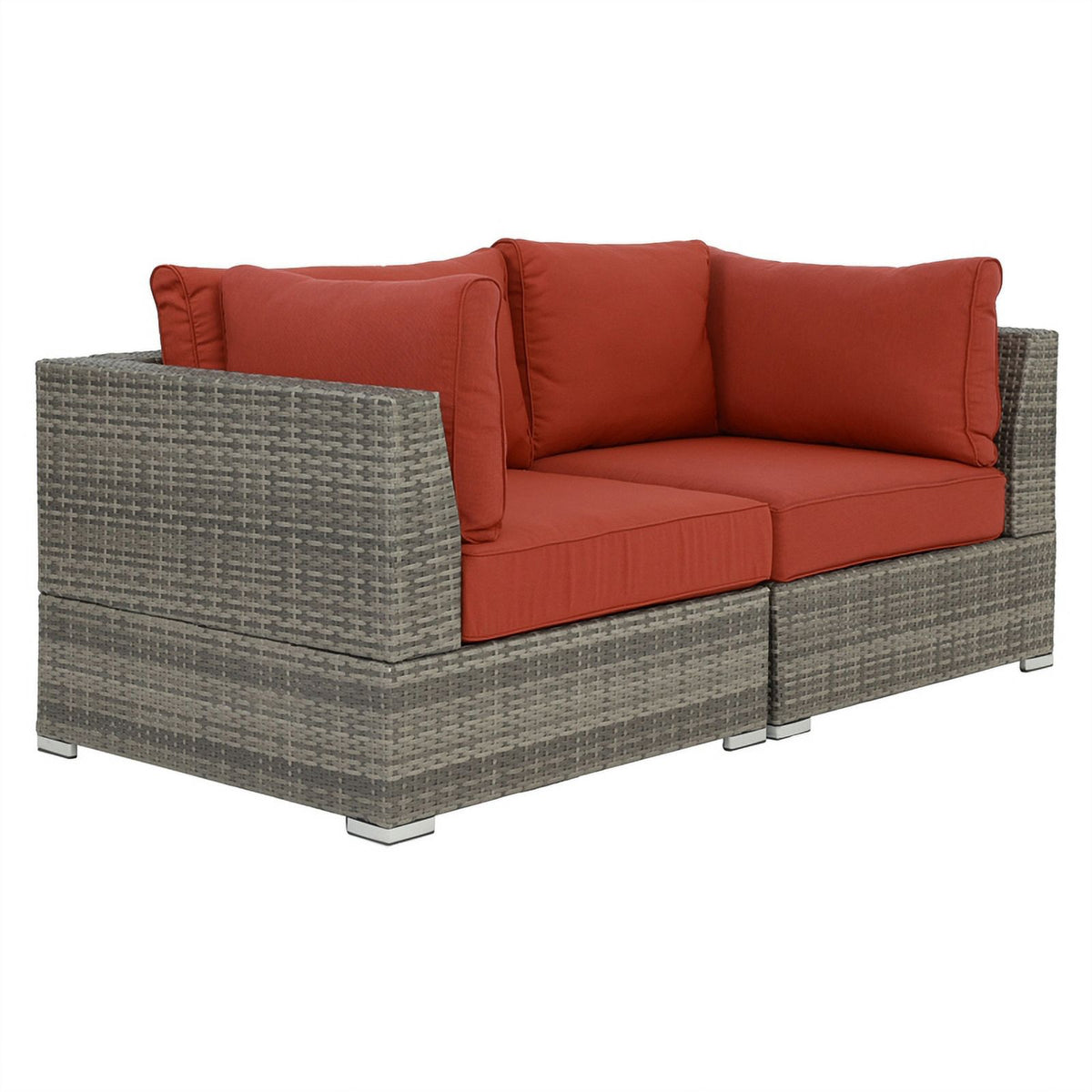 Red Wicker-Fabric Outdoor Loveseat Two Piece N964020