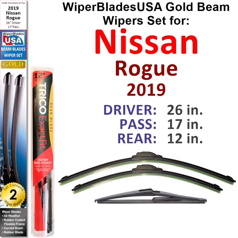 Beam Wiper Blades Set of 3 with Rear Wiper S9170
