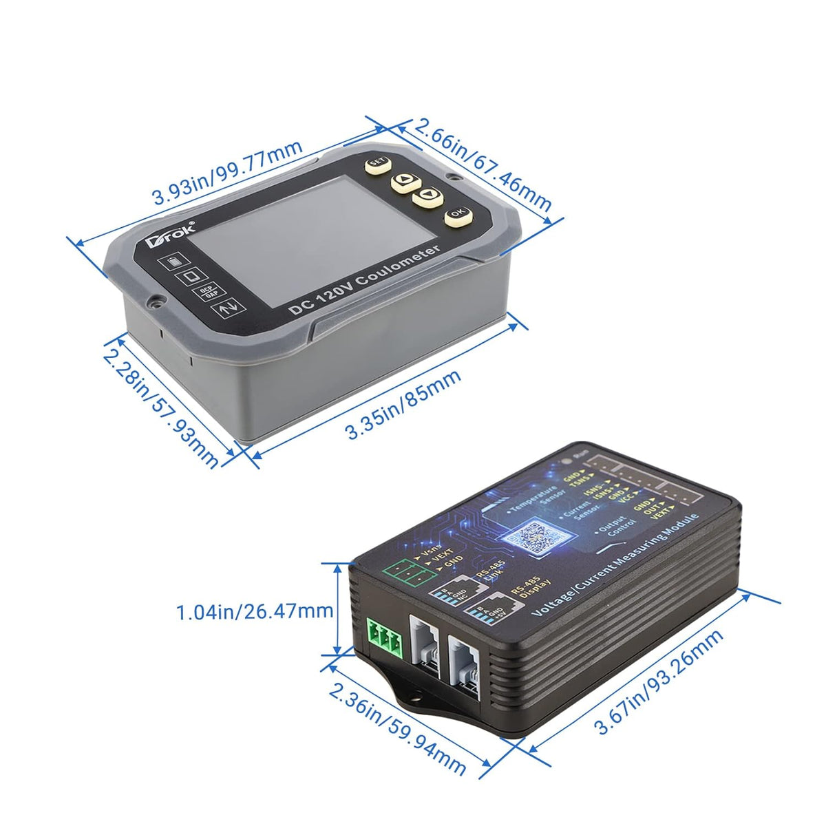 0-120V 100A DC Voltmeter Coulometer Battery Monitor, Pack of 2 U380