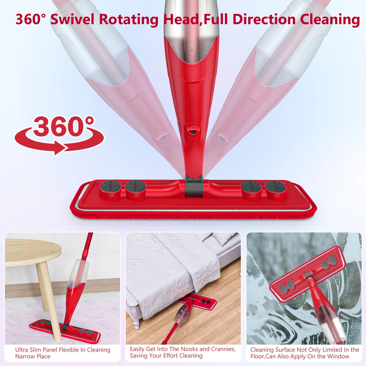 Microfiber Spray Mop with 3 Washable Pads L8934