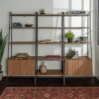 3 Piece Ladder Shelf Storage Wall Mocha X87094