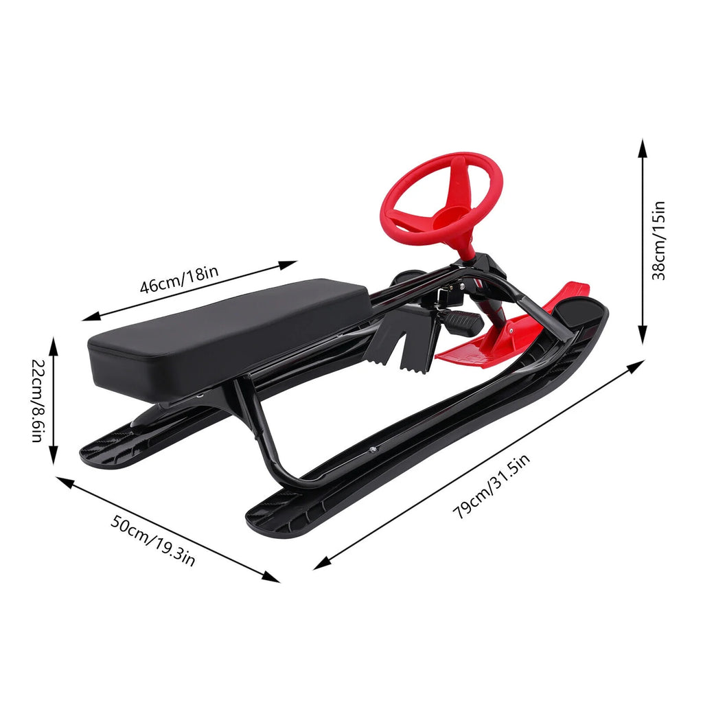 Snow Racer Sled Slider Board with Steering Wheel Double Brake C505835