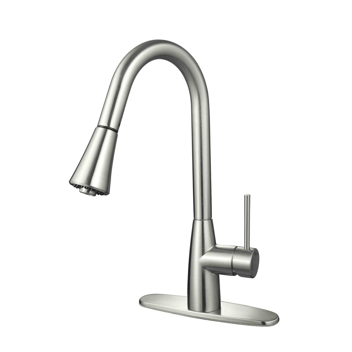 Brushed Nickel Gooseneck Single Handle Kitchen Faucet L954586