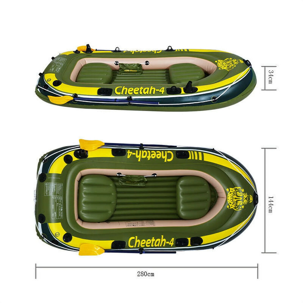 4 Person Inflatable Boat Raft Set with Oars & Air Pump X6533