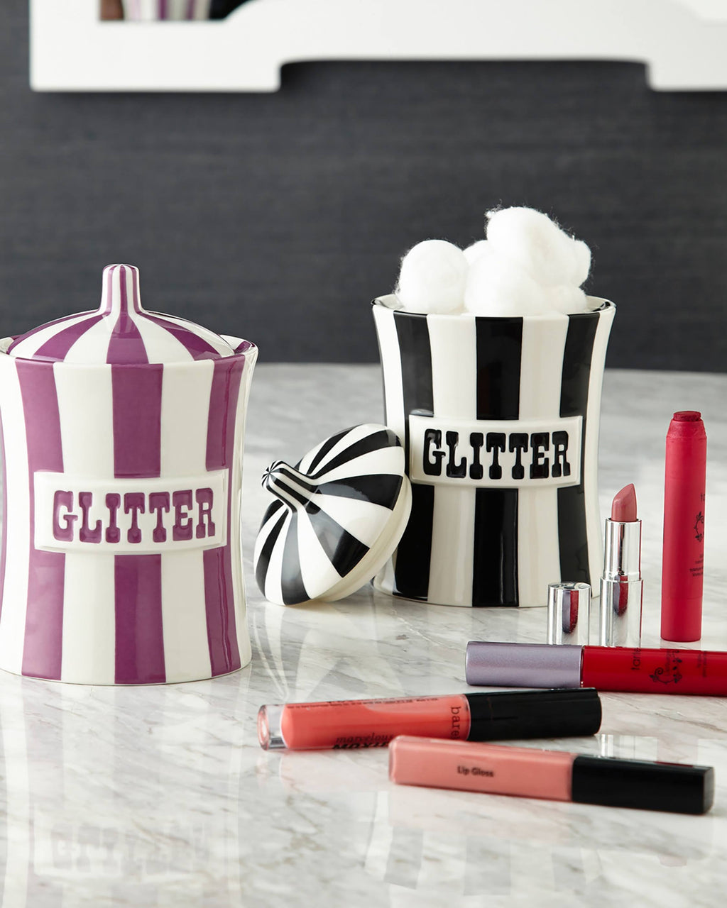 Black/White Glitter Canister Z32206