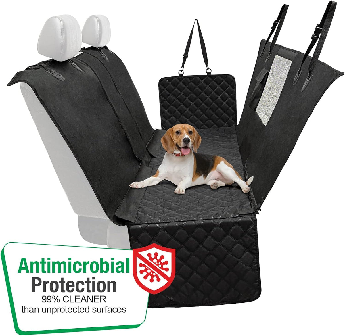 Heavy Duty Dog Hammock Bench Seat Cover with See-Thru Mesh Window, Waterproof, Pack of 2 E197