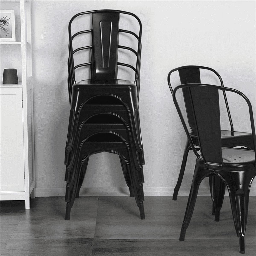 18 Inch Iron Metal Bar Chair Black (Set of 4) N711