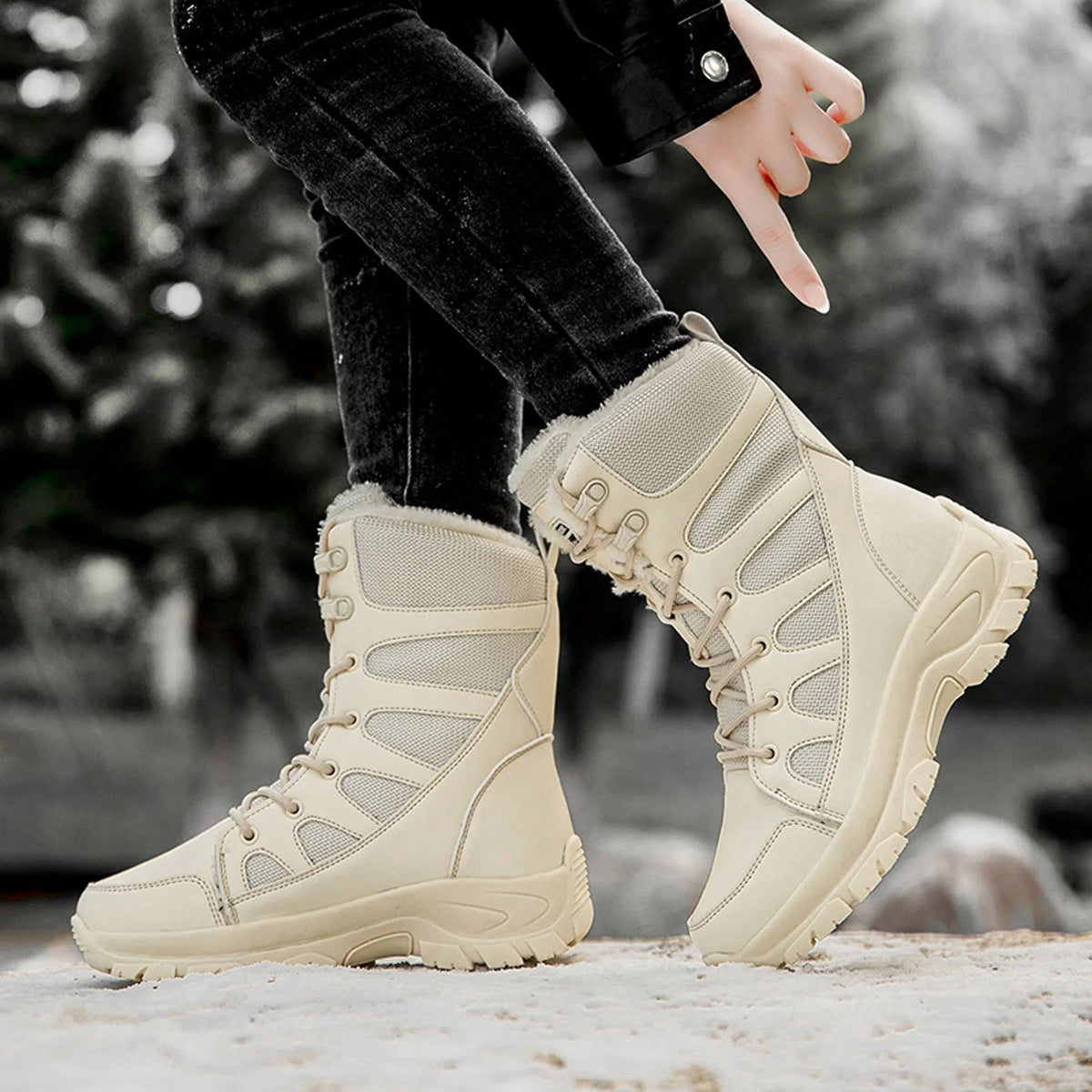 Water Proof Lace up Platform Snow Boots B5251