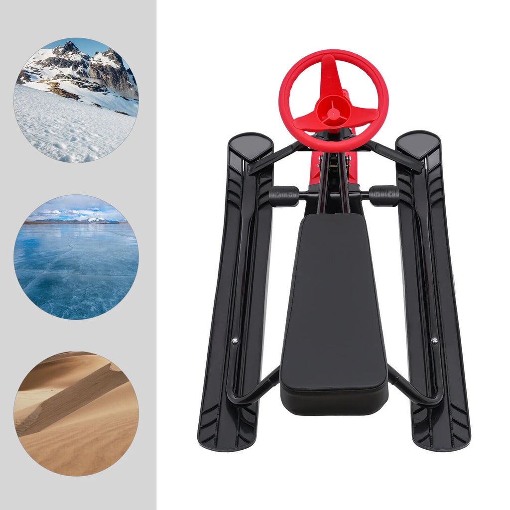 Snow Racer Sled Slider Board with Steering Wheel Double Brake C505835