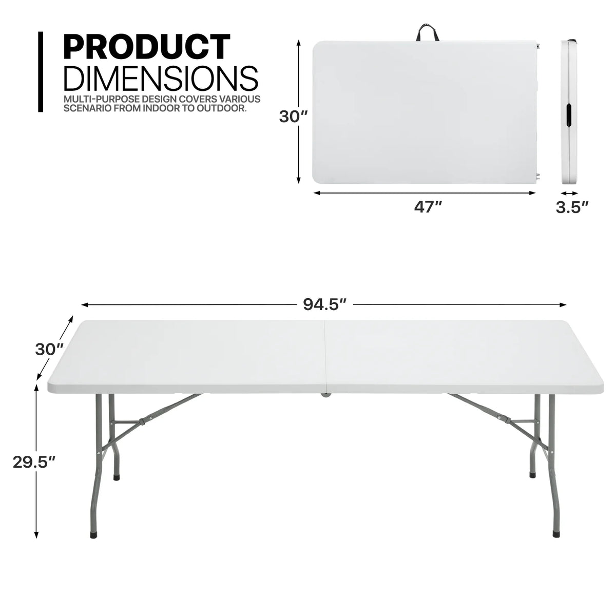 11 Pieces 8 Ft White Fold-in-Half Card Table and 10 Chairs Set W1998