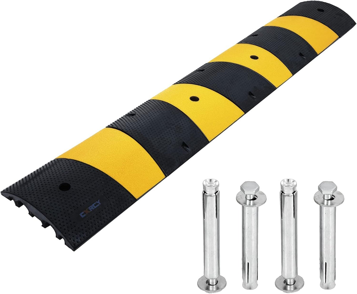 Heavy Duty Rubber Speed Bump 6FT 1 Pack with 4 Bolts (71.7 x 12 x 2.4 Inch) I38723