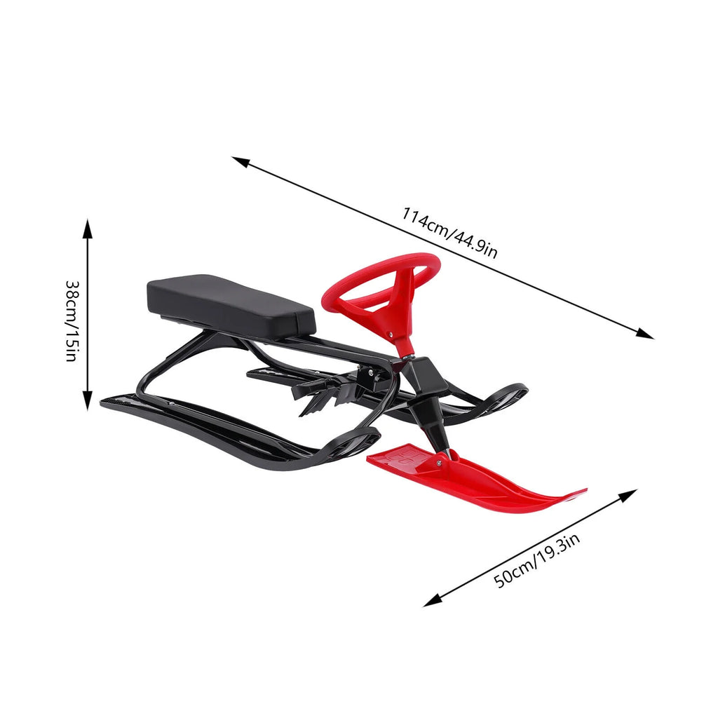 Snow Racer Sled Slider Board with Steering Wheel Double Brake C505835