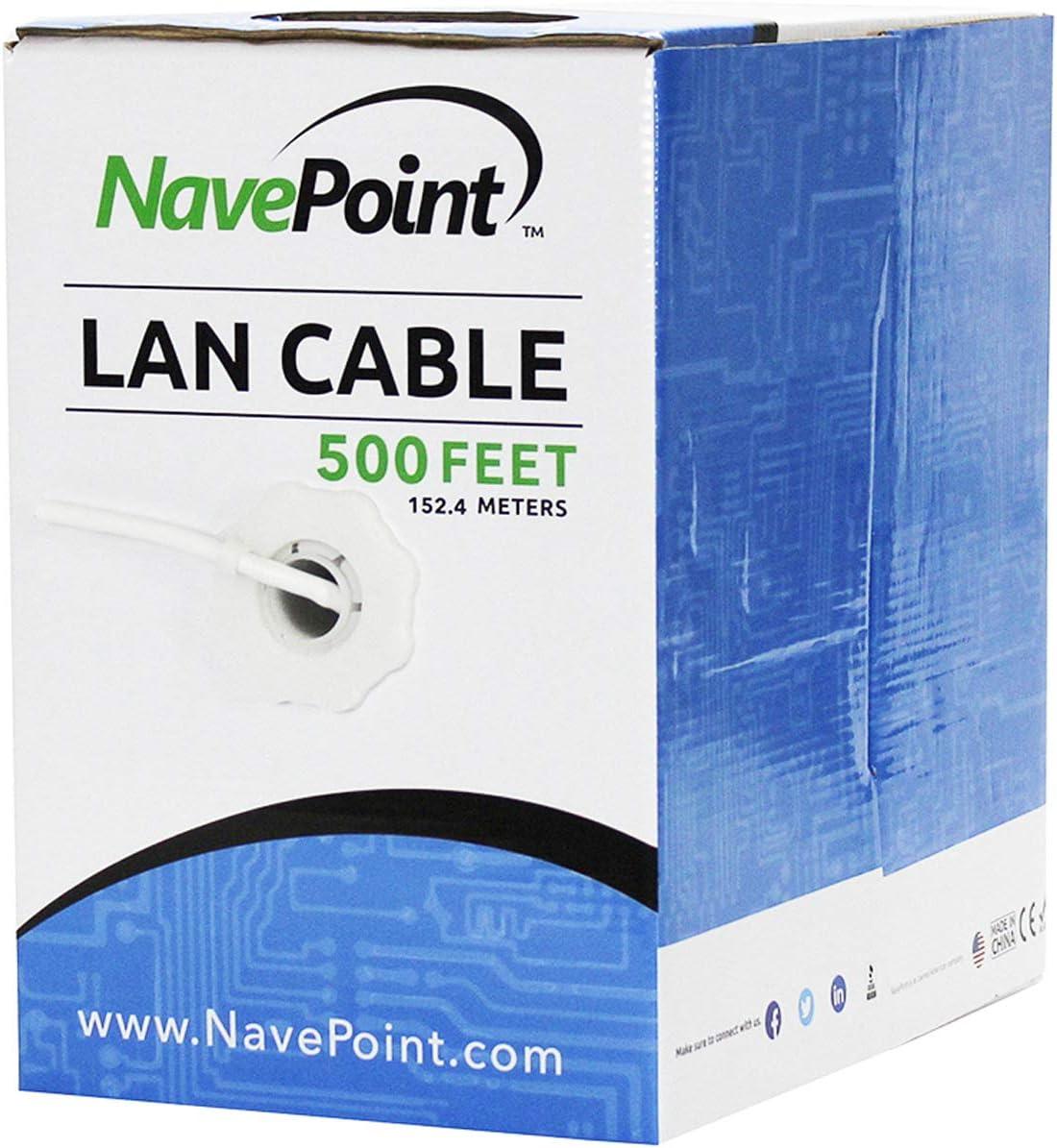 Cat6 Bulk Ethernet Cable, 500ft, Black, Solid, 550MHz, 23AWG, UTP P535113