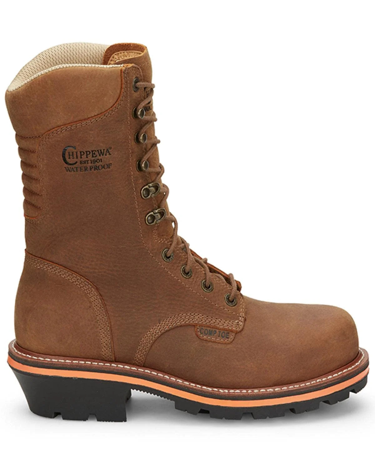 Brown Waterproof Composite Toe Insulated Lace-Up Work Boots C448180