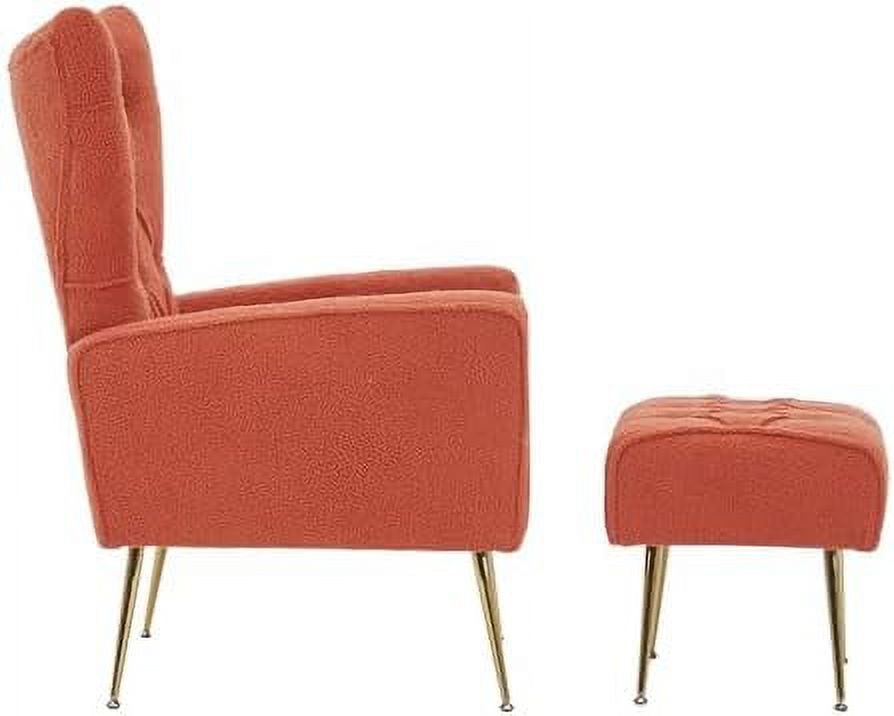 Velvet Accent Chair with Ottoman Button Tufted Armchair F60952