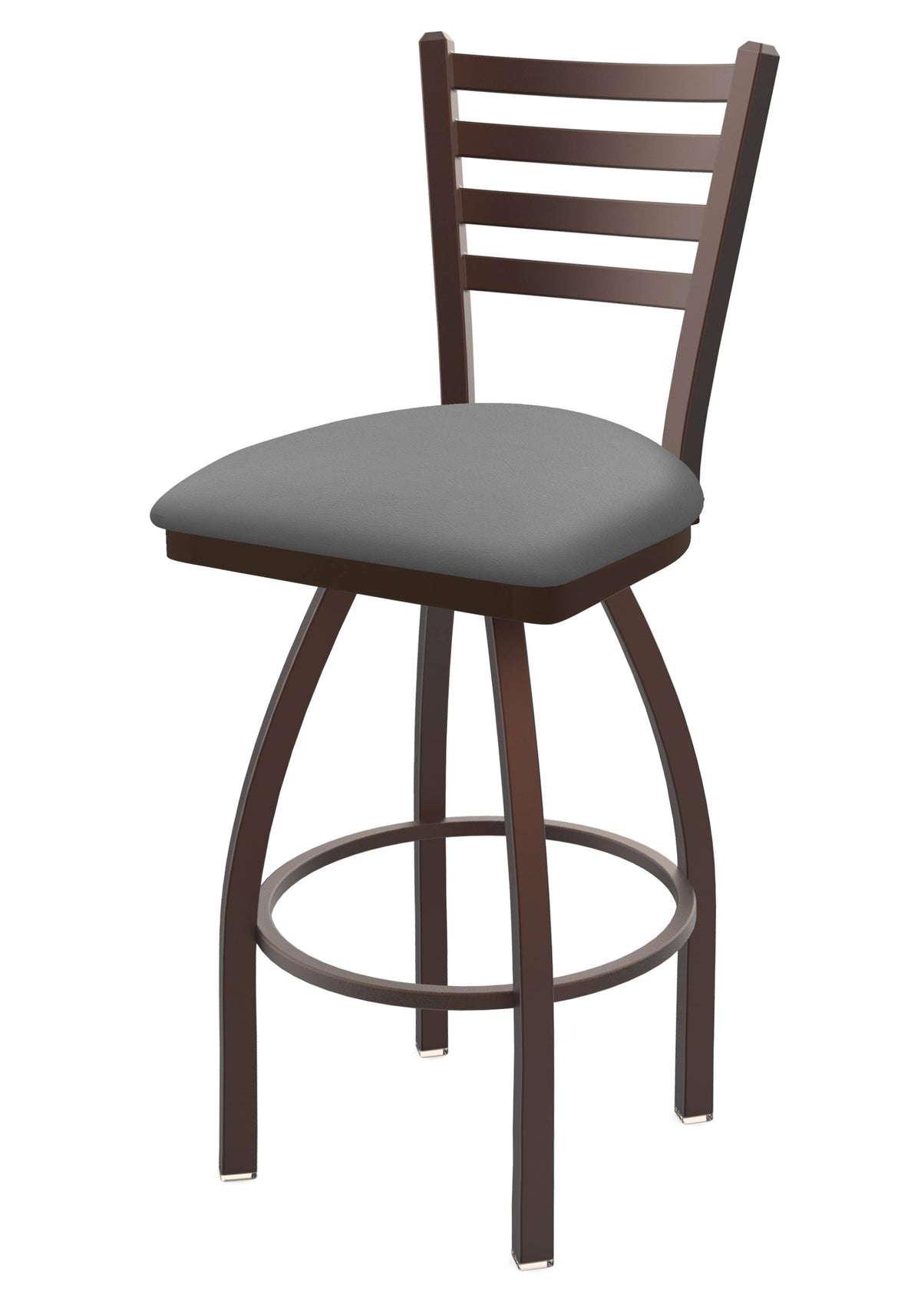 Swivel Counter Stool with Bronze Finish and Grey Seat N738407