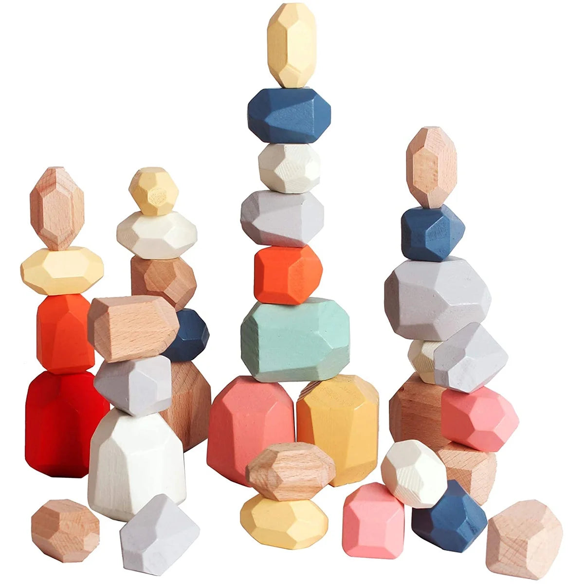 36Pcs Colorful Wooden Stacking Balancing Stone Building Blocks H5675