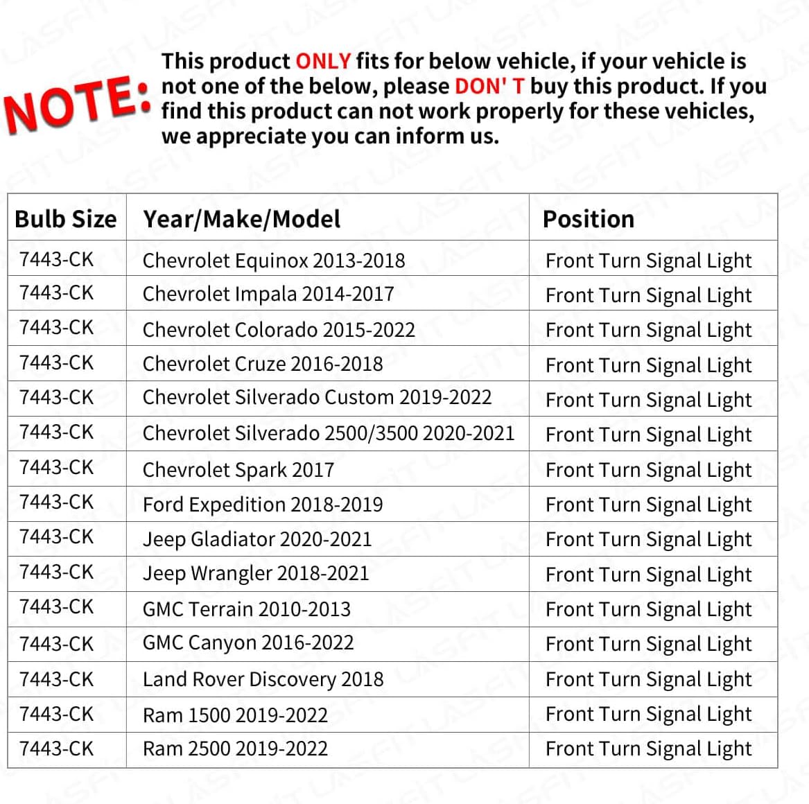 Amber LED Turn Signal Light Bulb (Pack of 2) R253