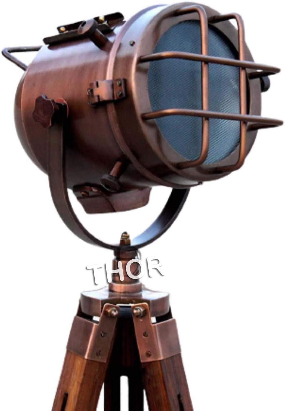 Copper Floor Lamp with Wooden Tripod X92074
