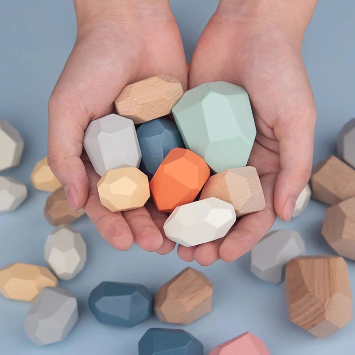 36Pcs Colorful Wooden Stacking Balancing Stone Building Blocks H5675